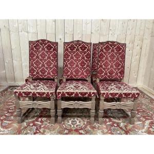 Suite De 6 Chaises Louis XIII - Haute époque En Chêne 