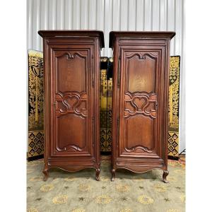 Pair Of Bonnetières In Solid Oak Louis XV 19th