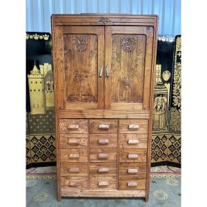 Art Deco Period Buffet In Elm - Chest Of Drawers