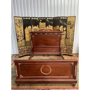 Mahogany And Bronze Consulate Style Bed - Empire