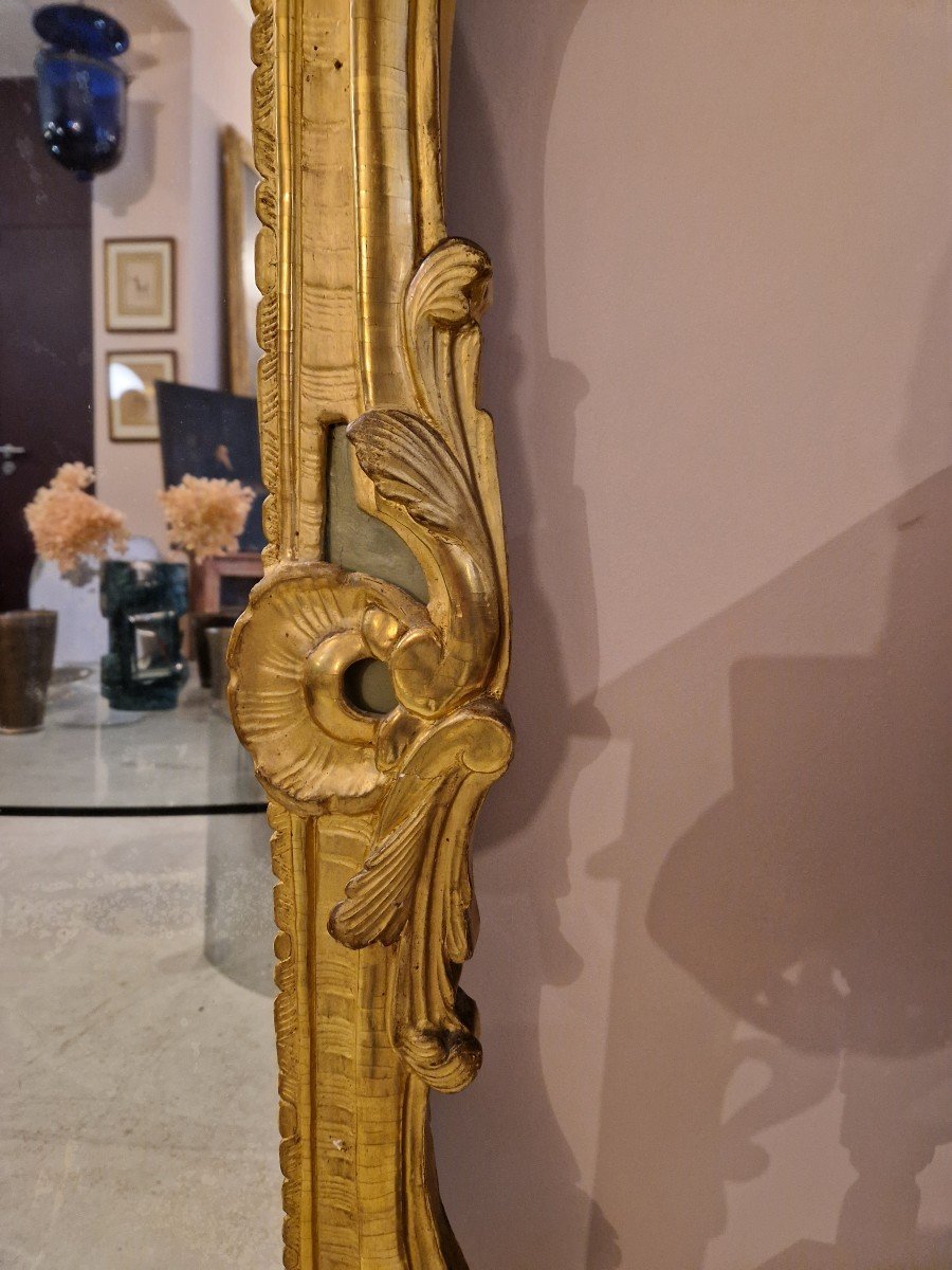 Miroir Provençal En Bois Doré Et Peint d'époque Louis XV -photo-3