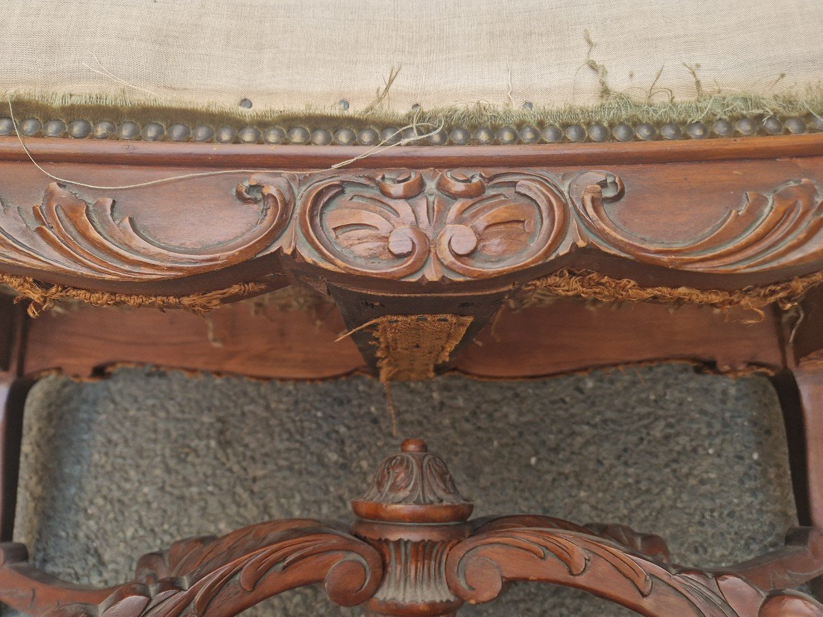 Superb And Rare Pair Of Louis XV Style Stools With Great Decoration. -photo-3