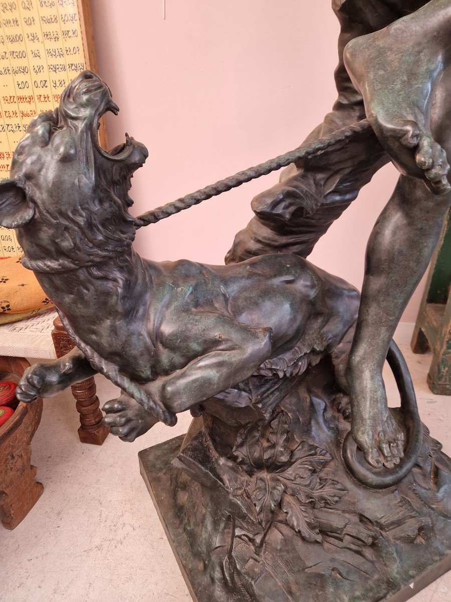 "hercule Terrassant Le Lion De Némée " Bronze Monumentale d' Hippolyte Rubin -photo-3