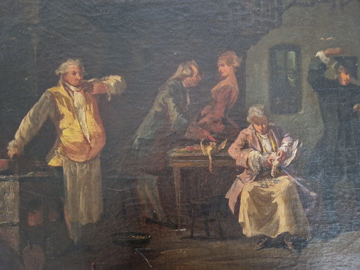 "at The Office" French School Circa 1800. Hst-photo-2