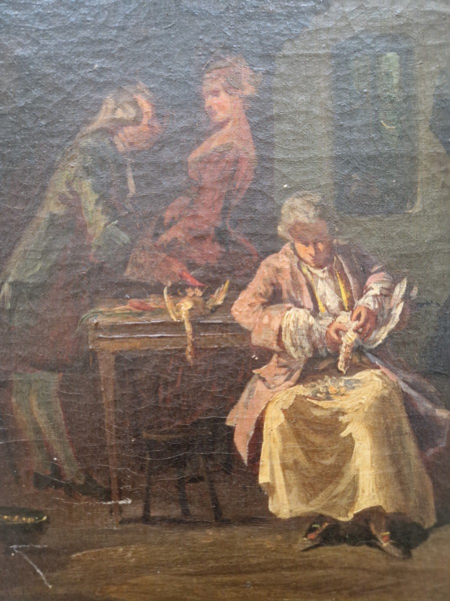 "at The Office" French School Circa 1800. Hst-photo-3