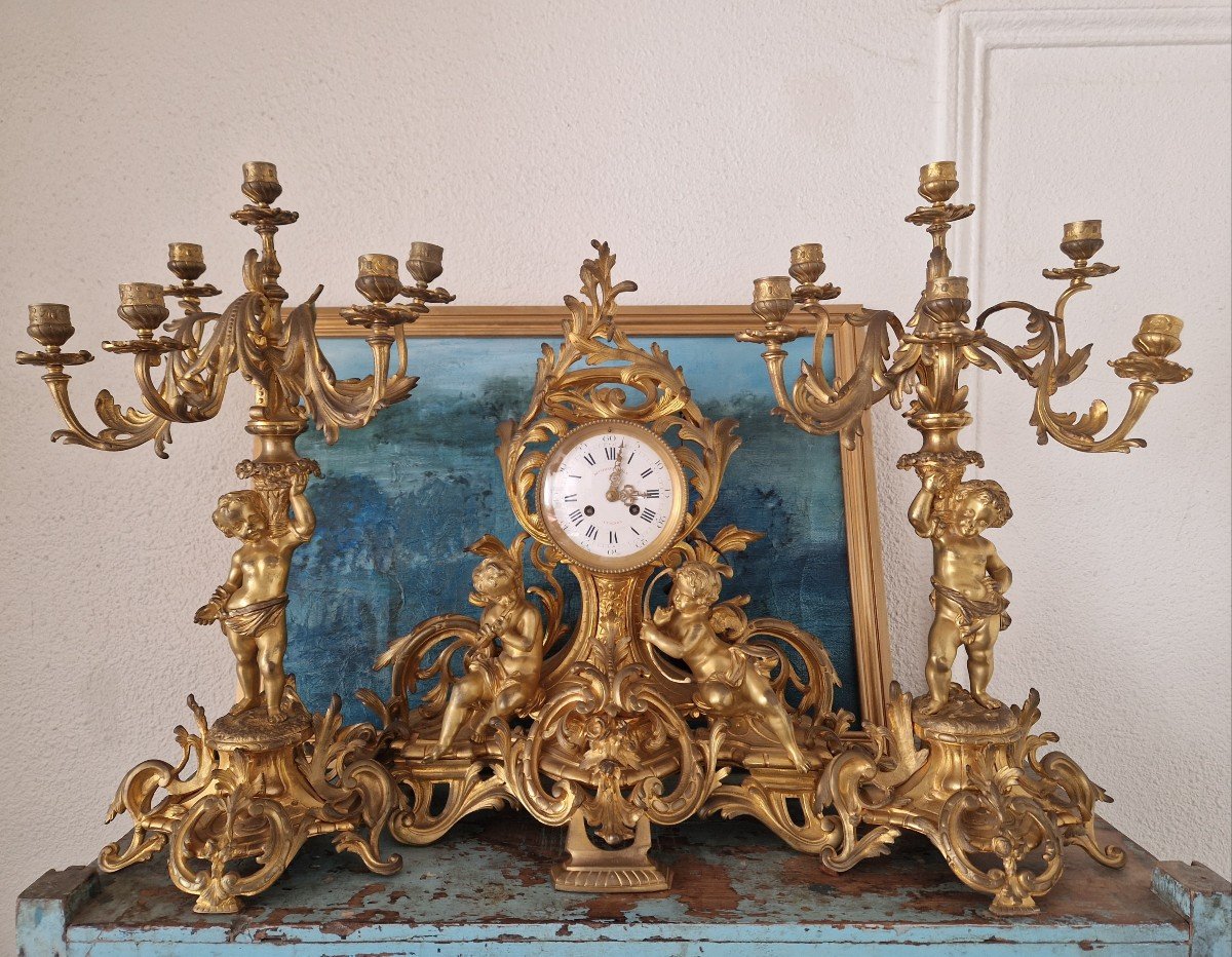 Napoleon III Gilt Bronze Fireplace Trim 