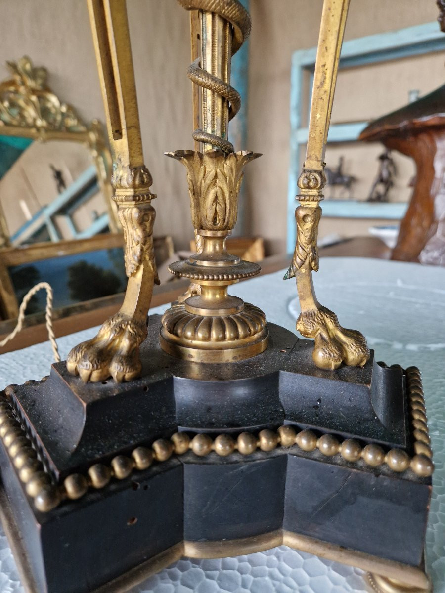 Lampes Athénienne En Bronze Doré Et Patiné Circa 1880-photo-2