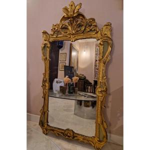 Miroir Provençal En Bois Doré Et Peint d'époque Louis XV 