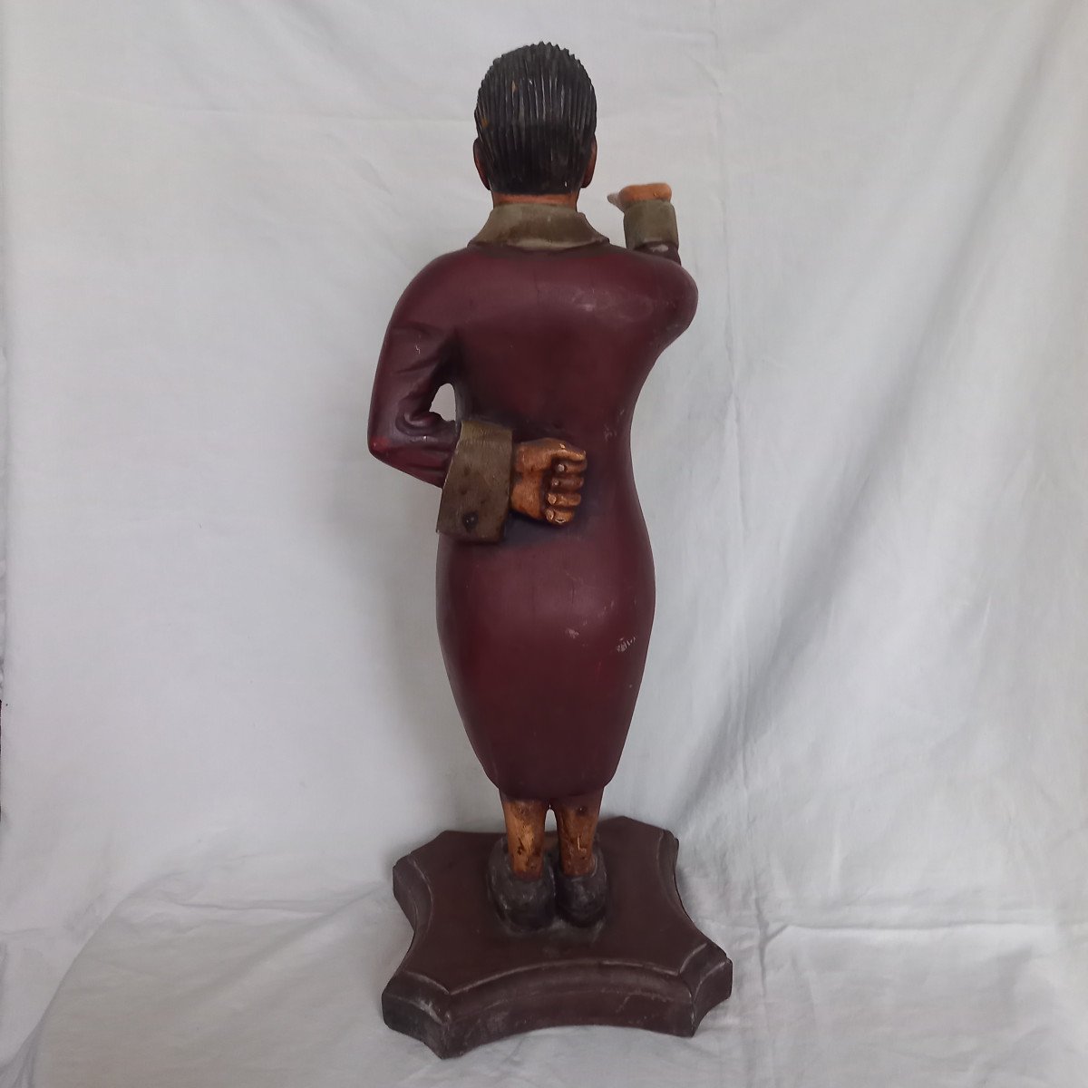 Figure De Serviteur Polychrome En Bois-photo-1