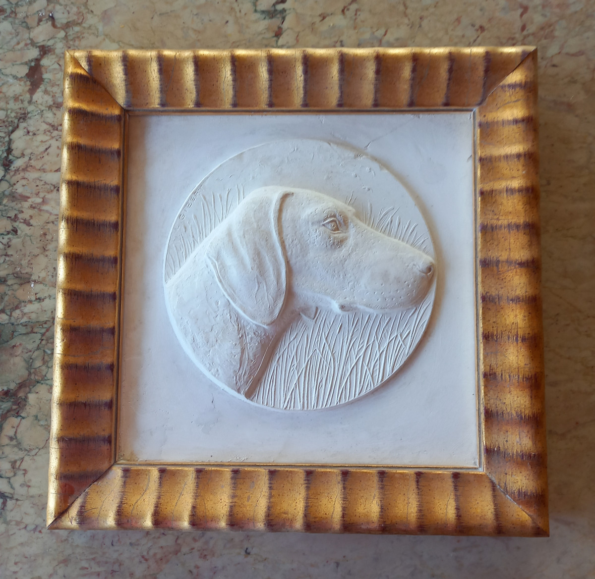 Original Plaster Medallion Representing Dog Profile