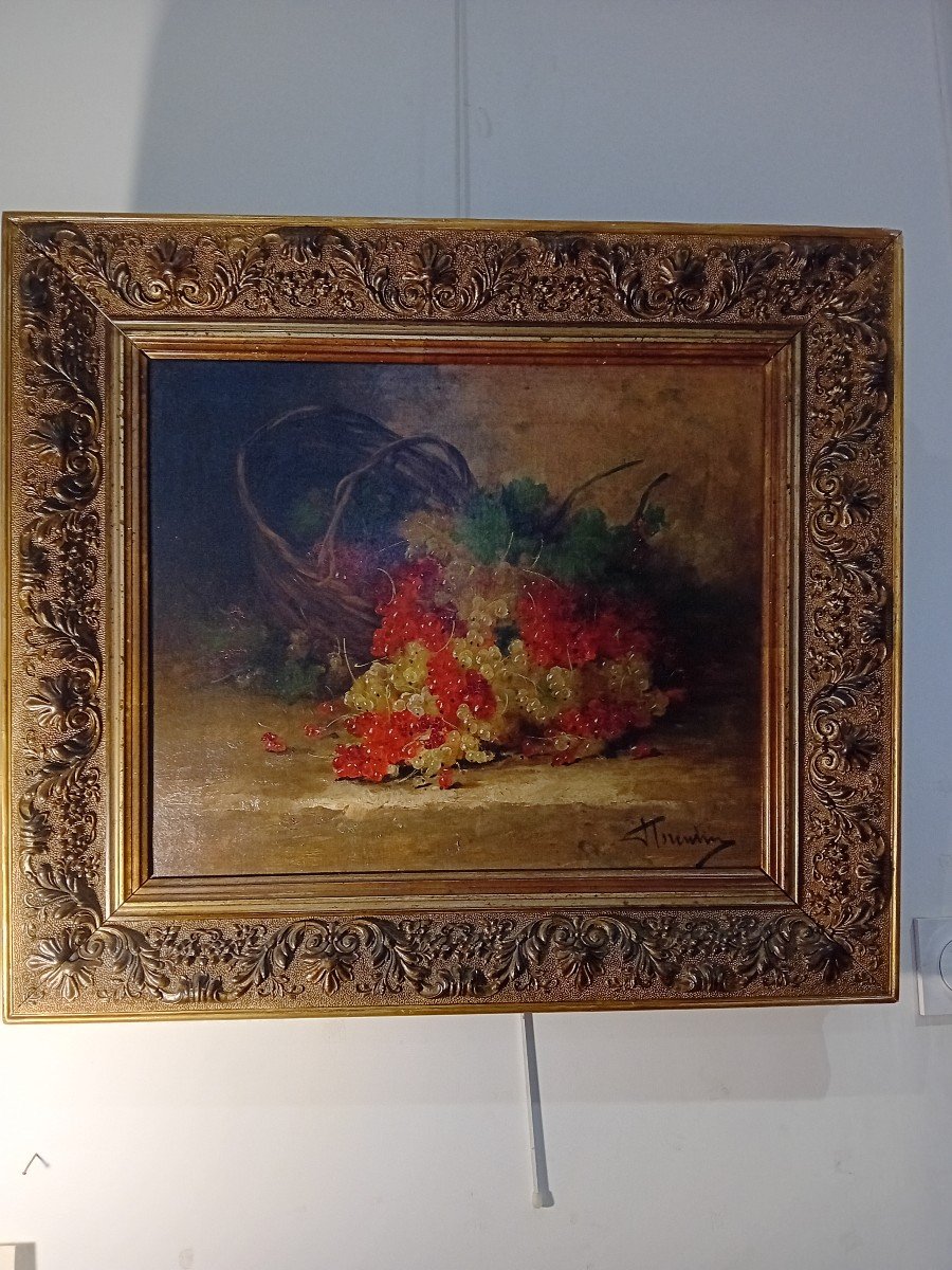 Groseilles En Bouquet Huile Sur Toile -photo-1