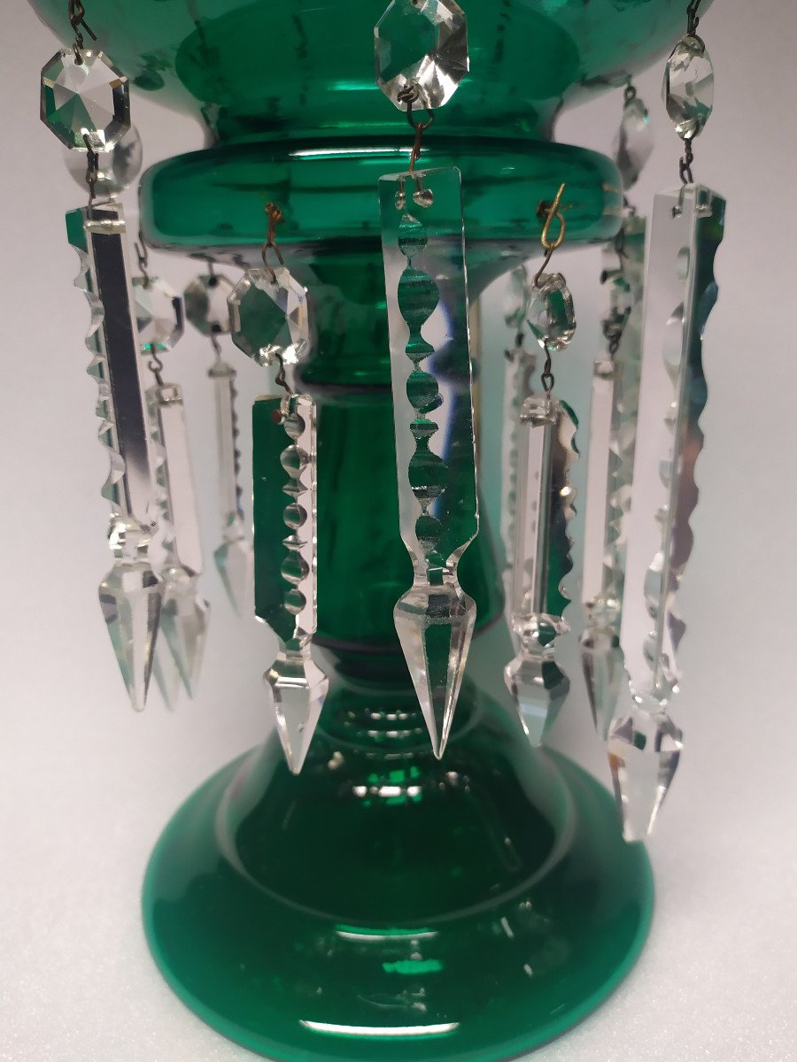 Pineapple Holder In Green Crystal - XIXth Century.-photo-2