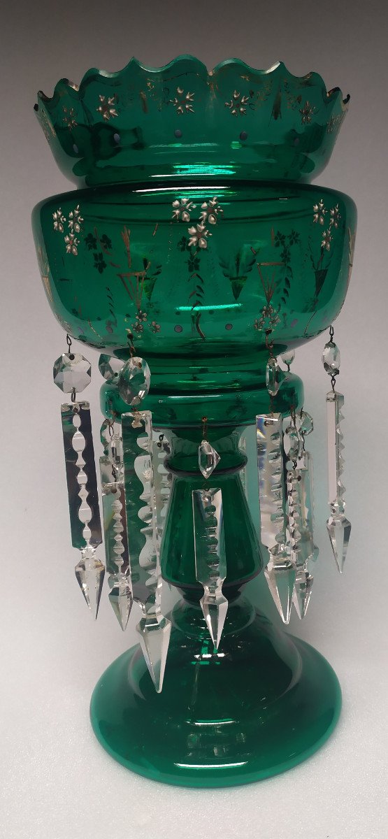 Pineapple Holder In Green Crystal - XIXth Century.-photo-3