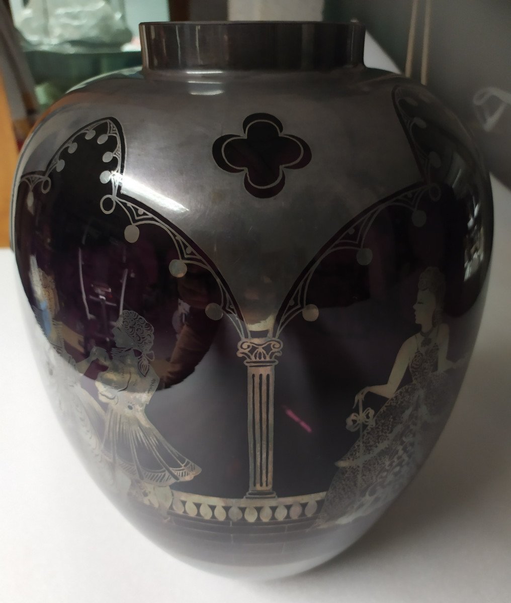 Large Art Deco Vase - Blown Glass – 20th Century.-photo-3