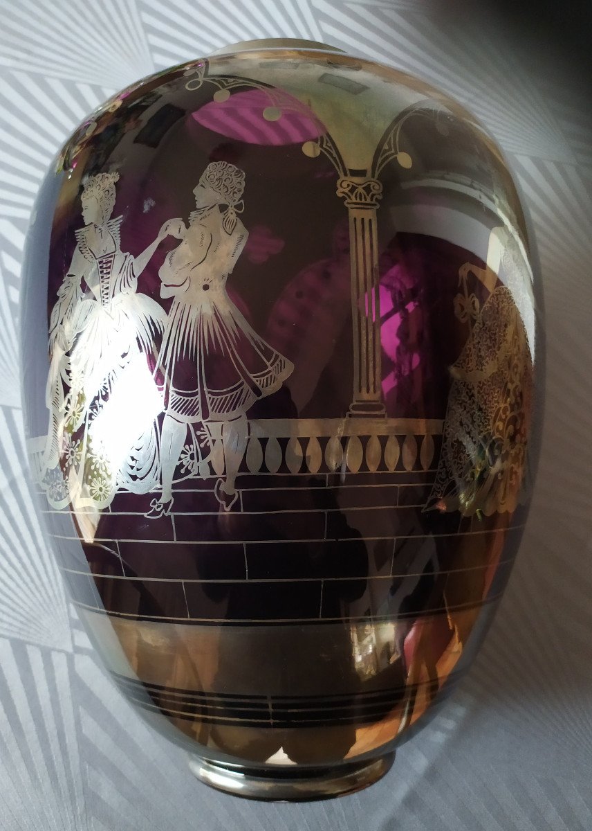 Large Art Deco Vase - Blown Glass – 20th Century.-photo-6