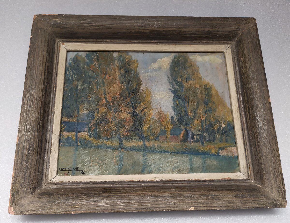 Oils On Wooden Panel – Edmond Delphaut – 20th Century.-photo-2