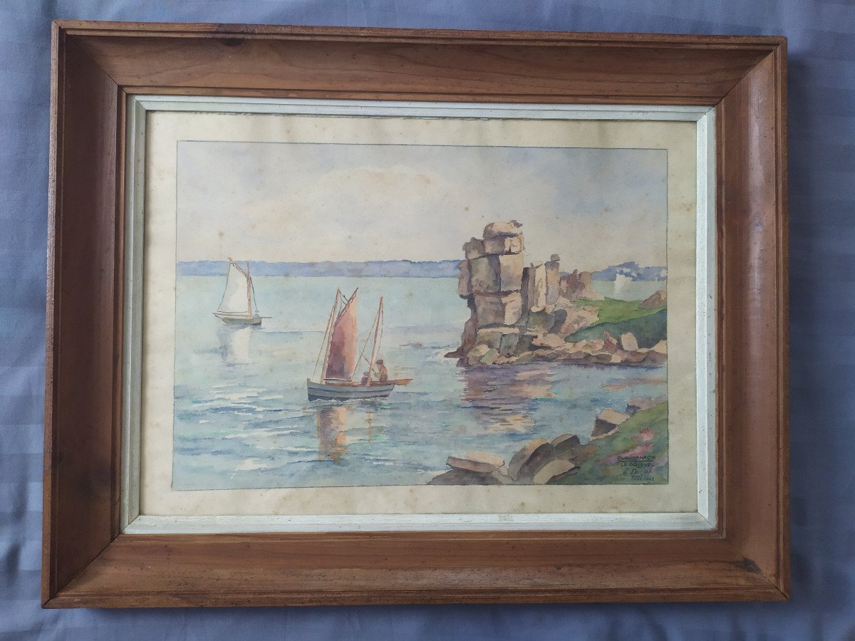 Marine Watercolor Brittany Ploumanac'h - A. Daniel - 20th Century.