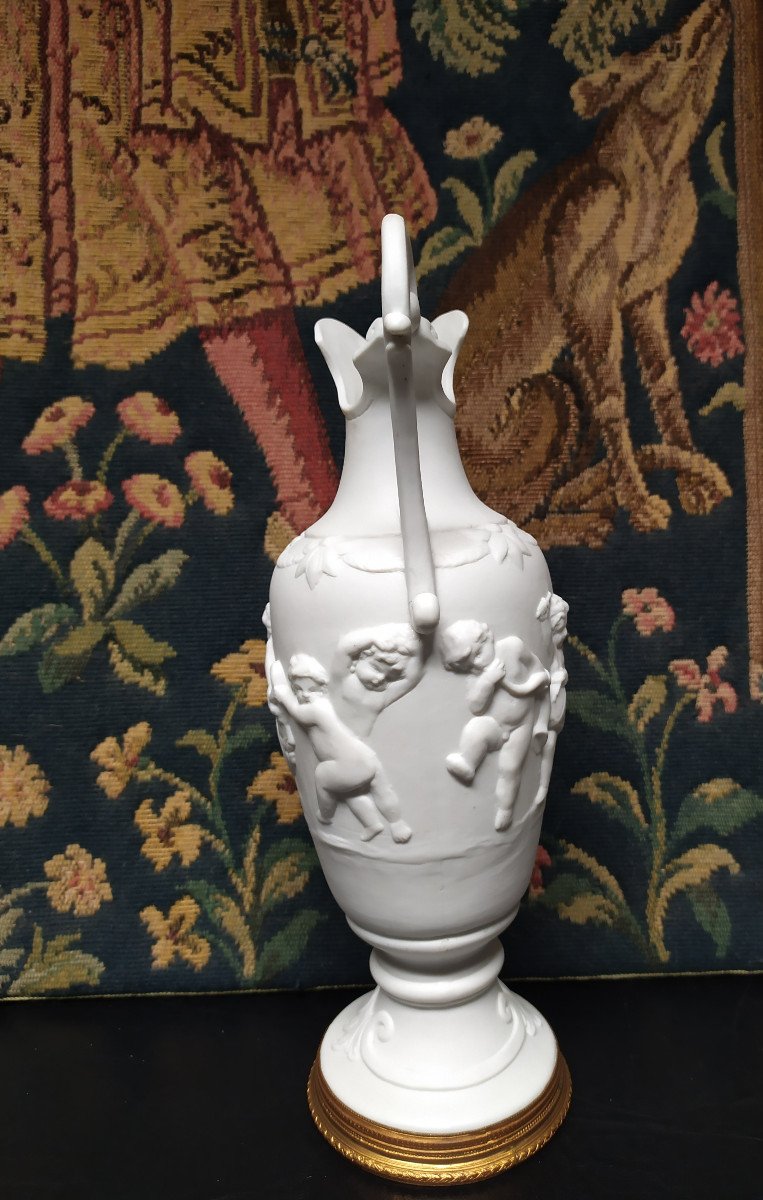  Biscuit - Jug-shaped Drinking Jug With A Bacchus Theme - 20th Century.-photo-3