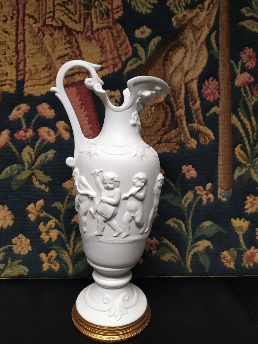  Biscuit - Jug-shaped Drinking Jug With A Bacchus Theme - 20th Century.-photo-4