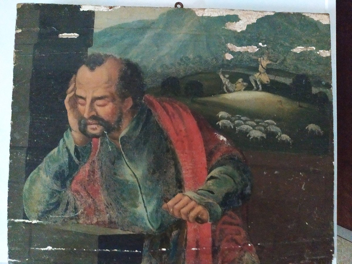 Peinture Sur Panneau Chene- Buste De Saint – XVIIème