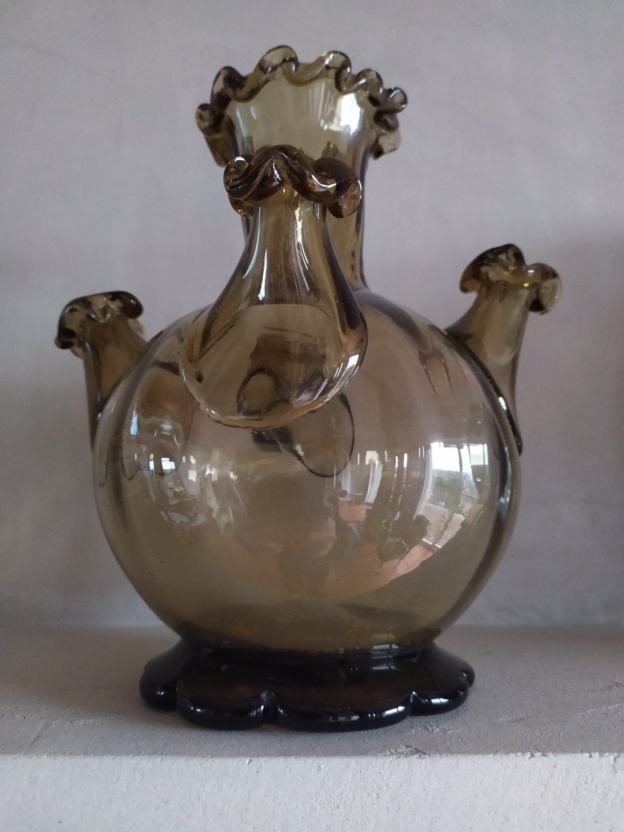 Vase A Oignons En Verre Fume – XXème Siècle-photo-3