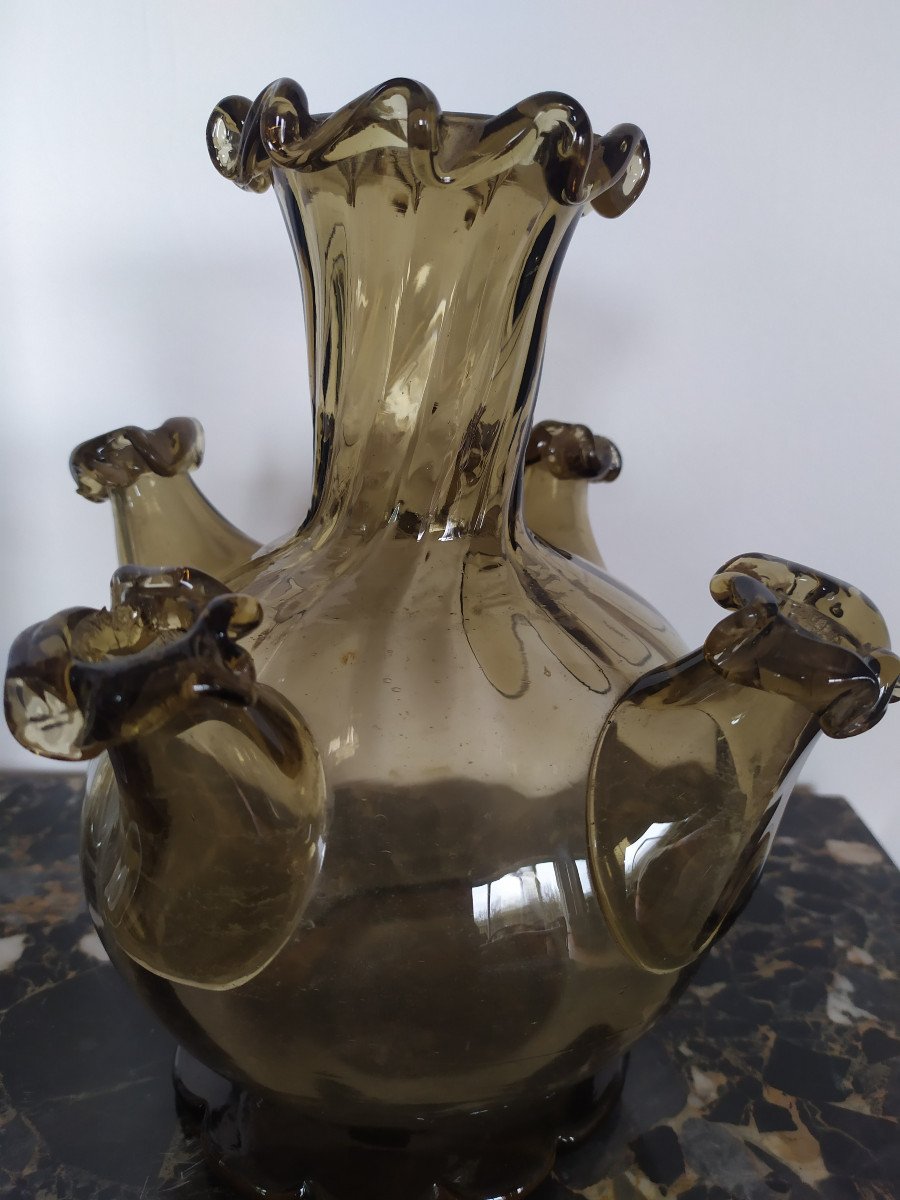 Smoked Glass Onion Vase – 20th Century