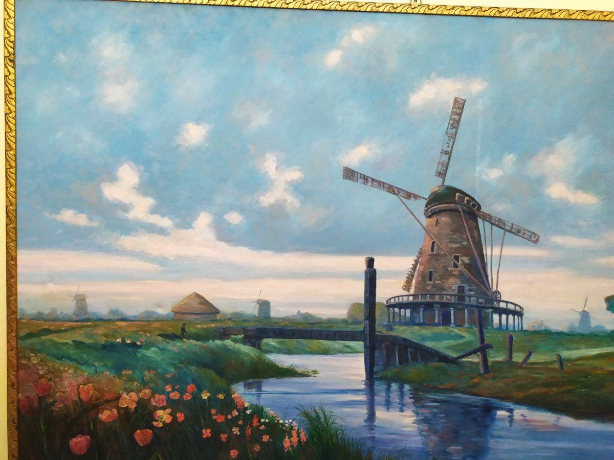  Paysage Hollandais Avec Moulin –  Huile Sur Toile - XXème-photo-4