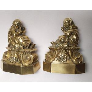  Chenets - bronze- Enfants - XVIIIème