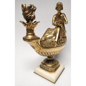 Bronze Dore – Lampe Huile d'Aladin – XIXème Siècle.