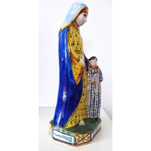  Henriot Quimper – Ste Anne In Polychrome Earthenware - 20th Century.