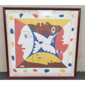 PABLO PICASSO –FOULARD LITHOGRAPHIE- FESTIVAL BERLIN POUR LA PAIX– 1951