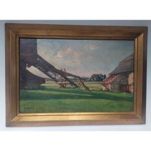 Oil Painting On Canvas – Signed L. Quivy (from The Pond Of Espinasse) – 20th Century.