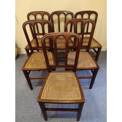 Suite Of 6 Mahogany Chairs Marquees "dubois" - XIXth.