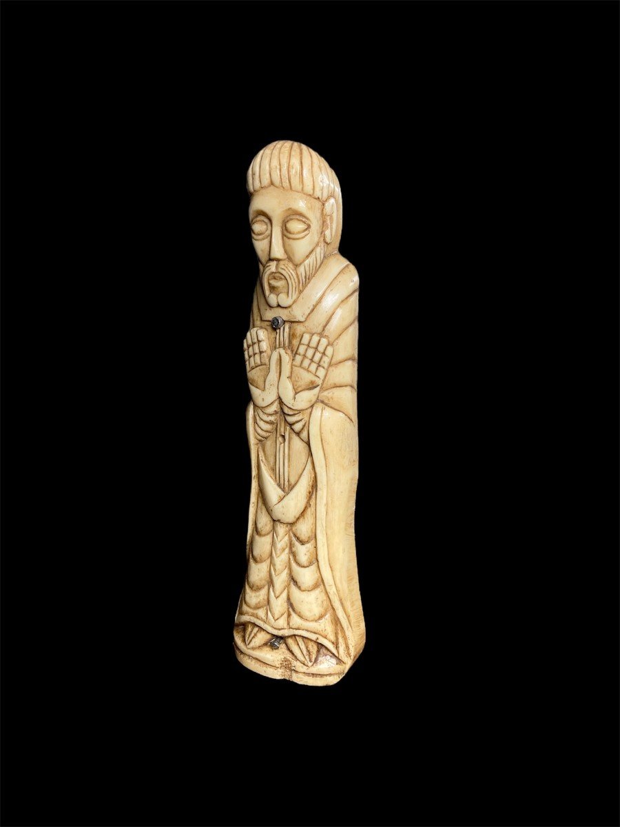 12th Century - Meuse - Bone - Poupèe De Chasse Depicting Religious Figure-photo-3