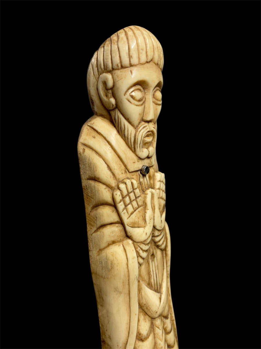 12th Century - Meuse - Bone - Poupèe De Chasse Depicting Religious Figure-photo-3