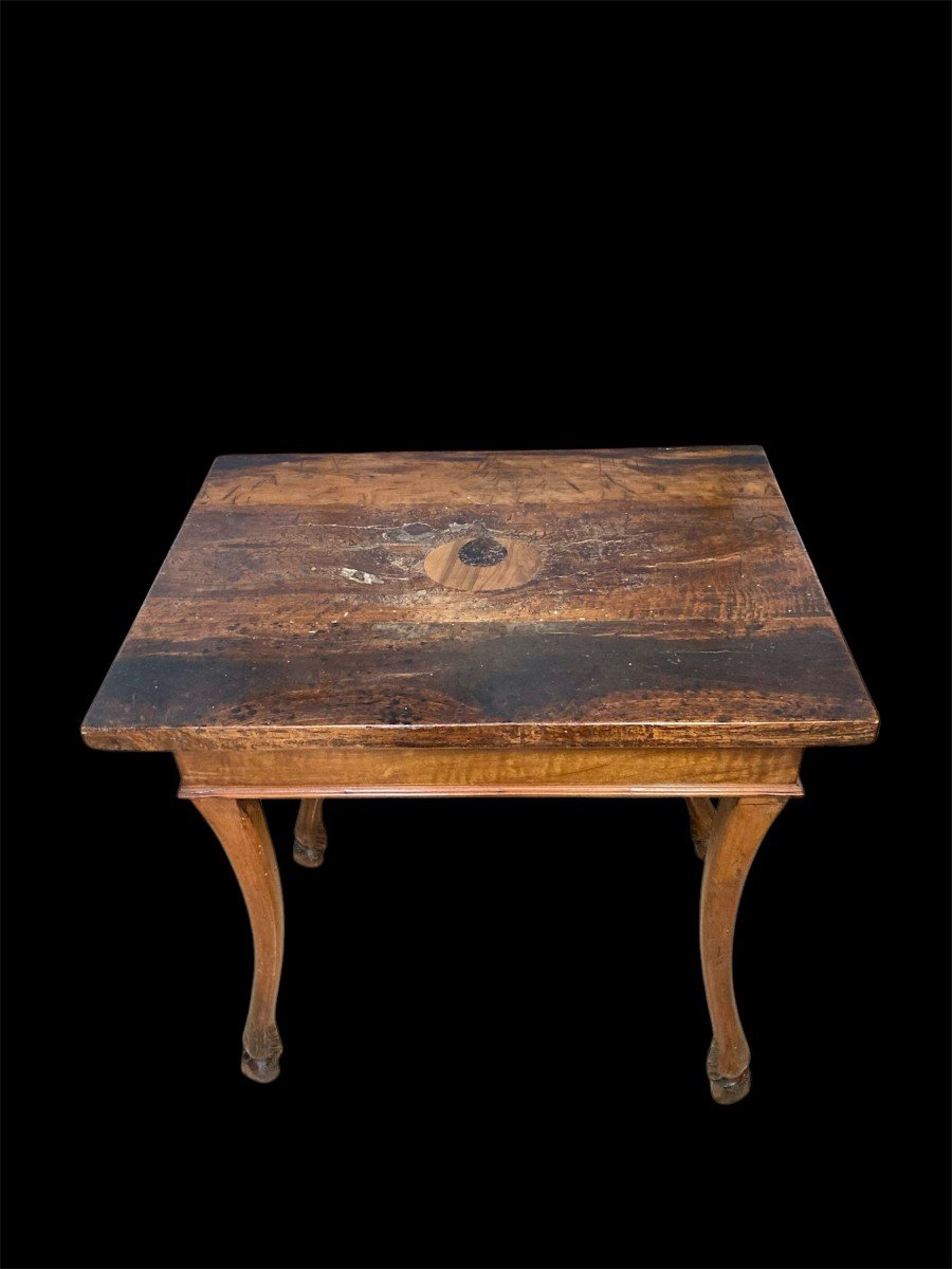 XVIII Siècle - Table Basse Siennois En Bois De Cerisier Marqueté-photo-4