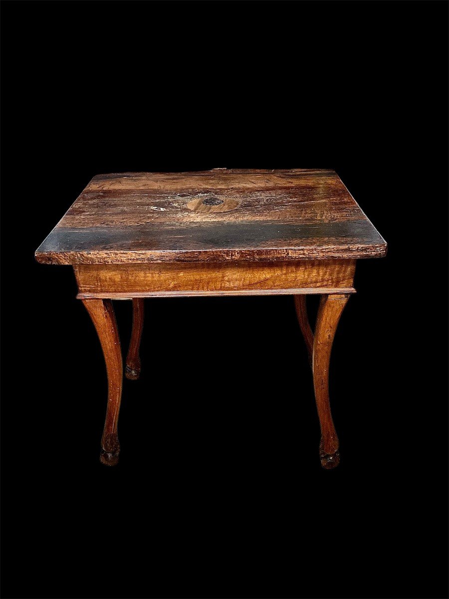 XVIII Siècle - Table Basse Siennois En Bois De Cerisier Marqueté-photo-1