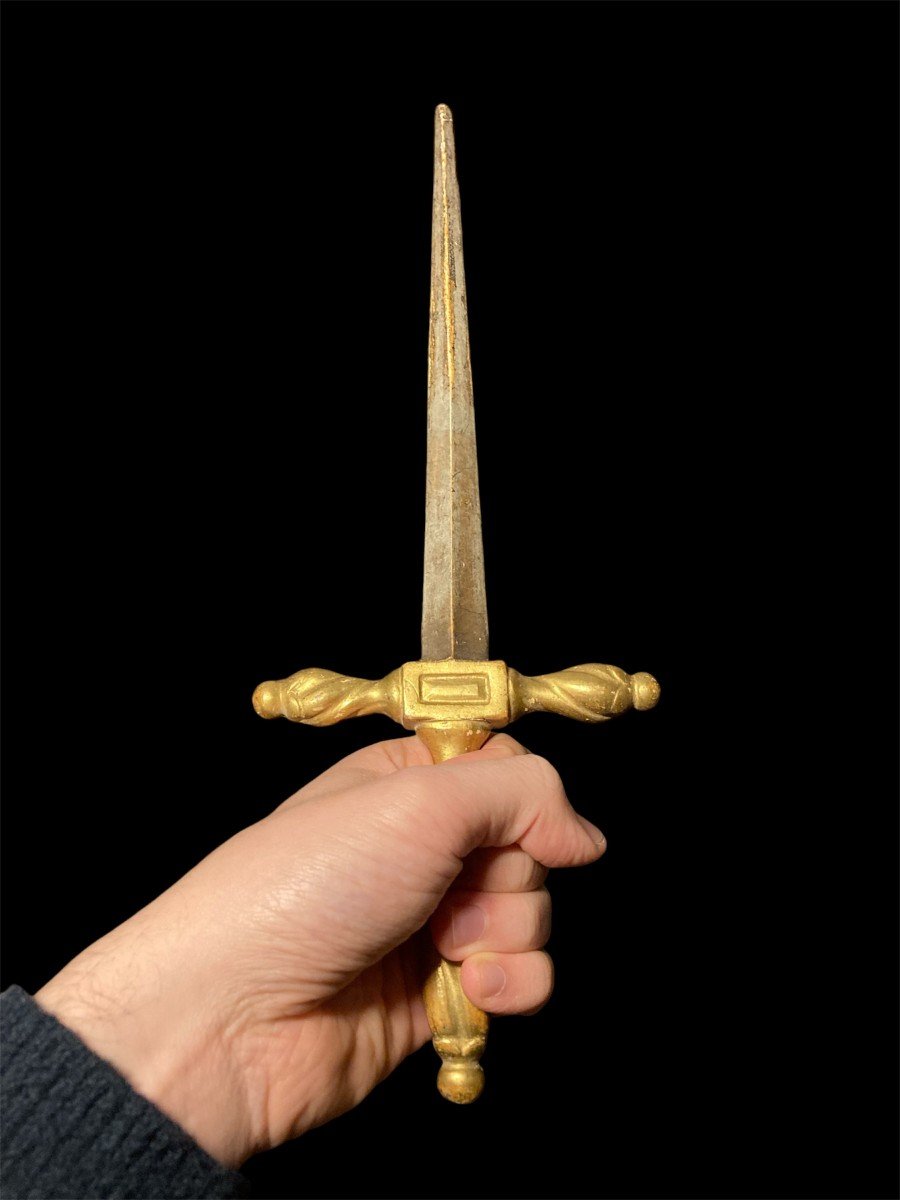 18th Century - Gilded And Silvered Wood Sword-photo-1