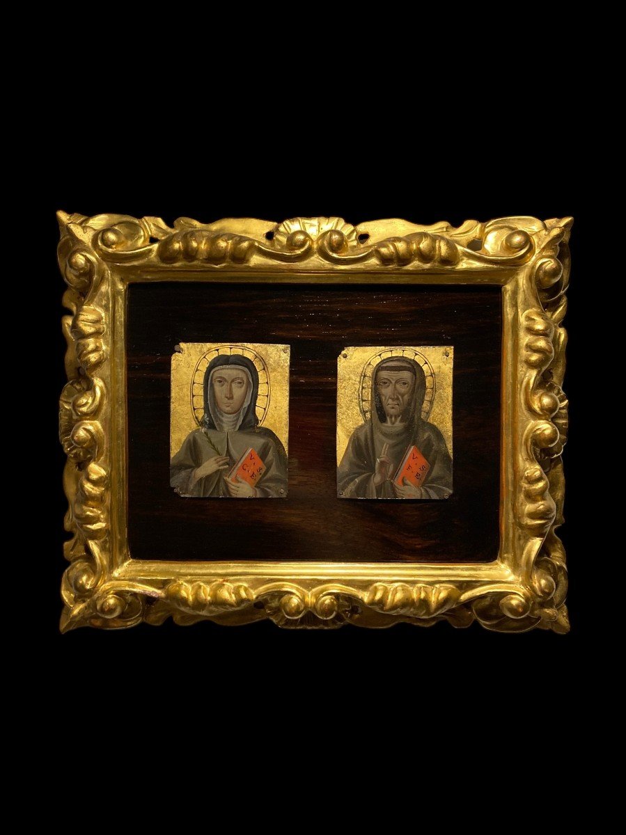 Première Moitié Du XVI Siècle - Couple De Miniatures à Fond Doré - S. Francesco Et S. Chiara