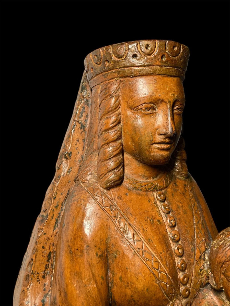 Early 15th Century - Terracotta - Enthroned Madonna With Child-photo-7