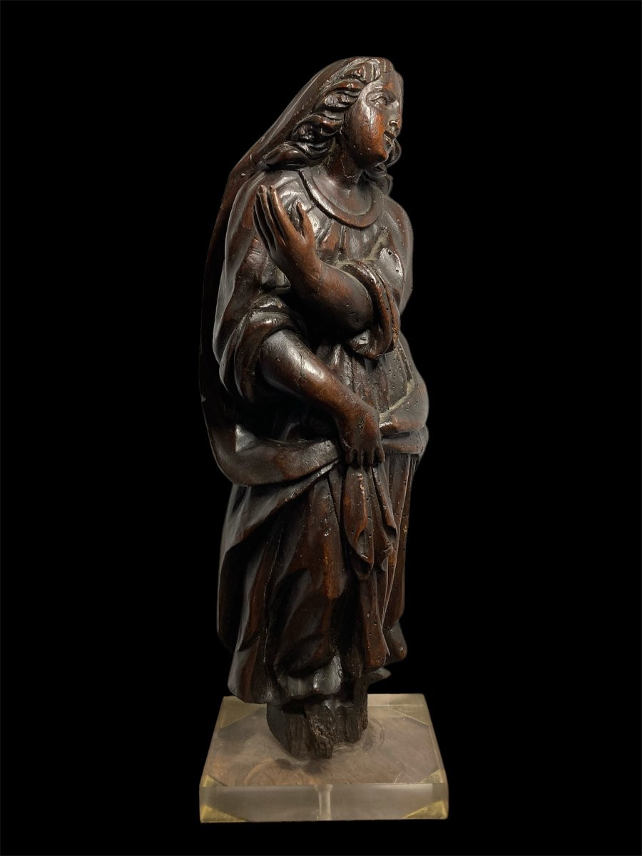 Debut Du XVI Siècle - Bois Sculpté - Sculpture Flamande Représentant La Madeleine-photo-4