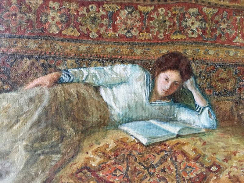 Painting Young Woman Lying Down-photo-4