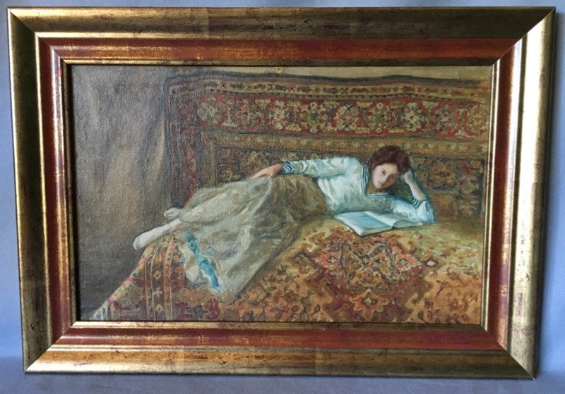 Painting Young Woman Lying Down