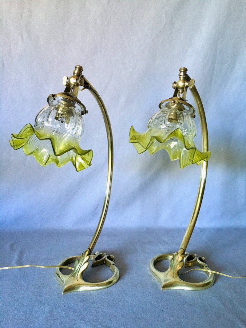 Paire De Lampes Coeur Art Nouveau-photo-2