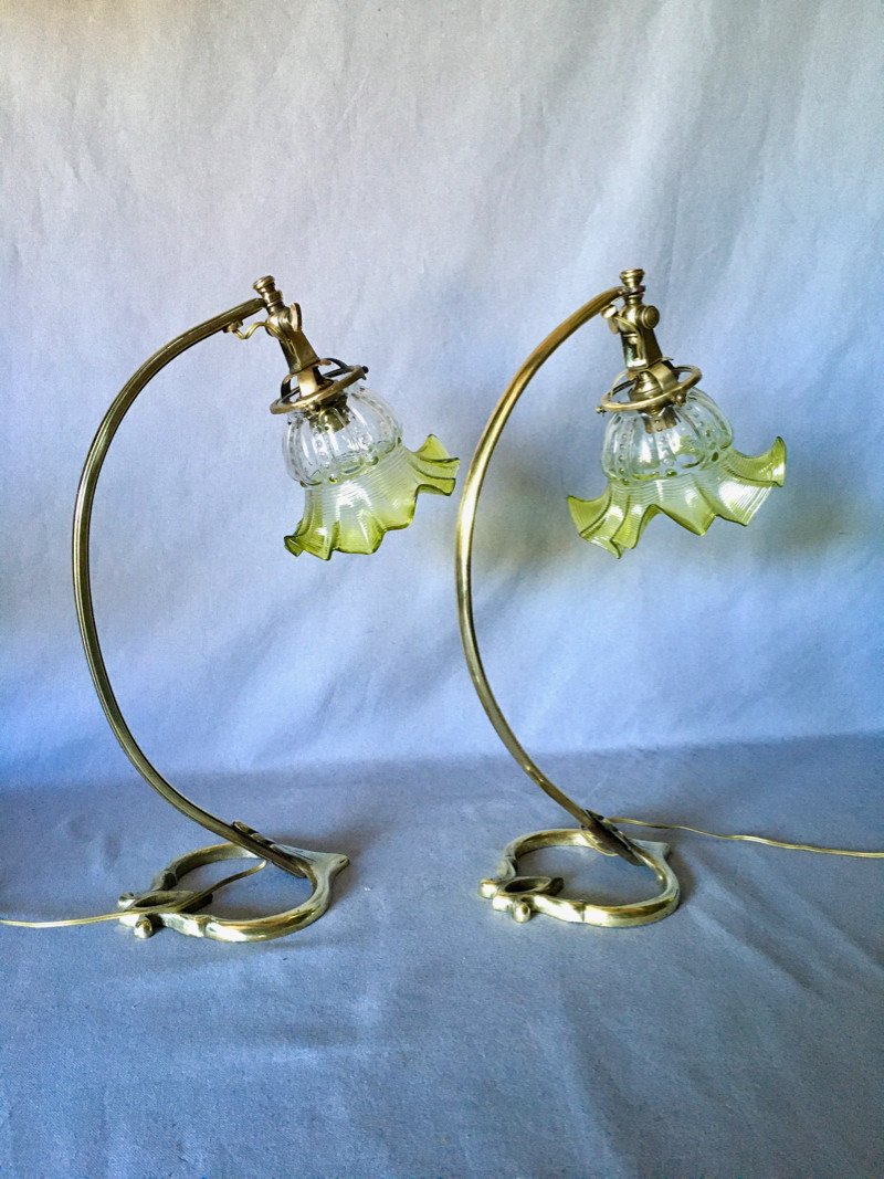 Paire De Lampes Coeur Art Nouveau-photo-3