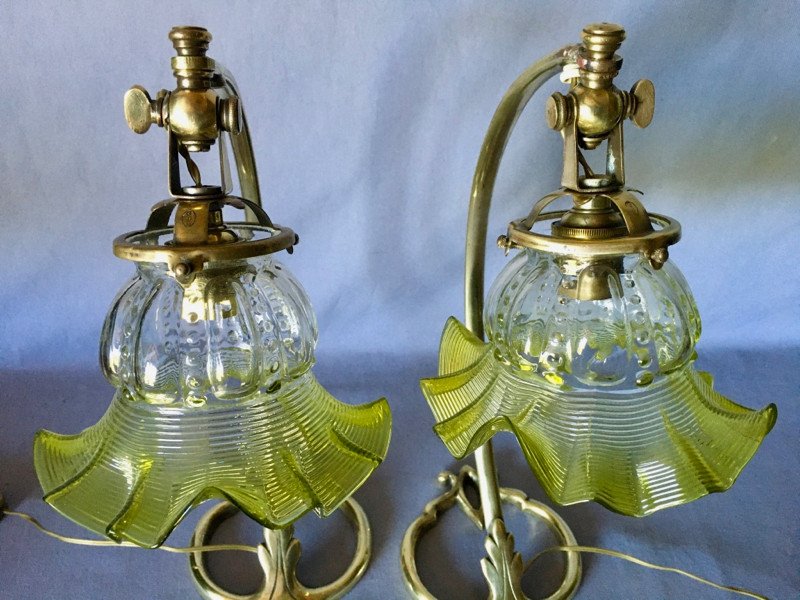 Paire De Lampes Coeur Art Nouveau-photo-2