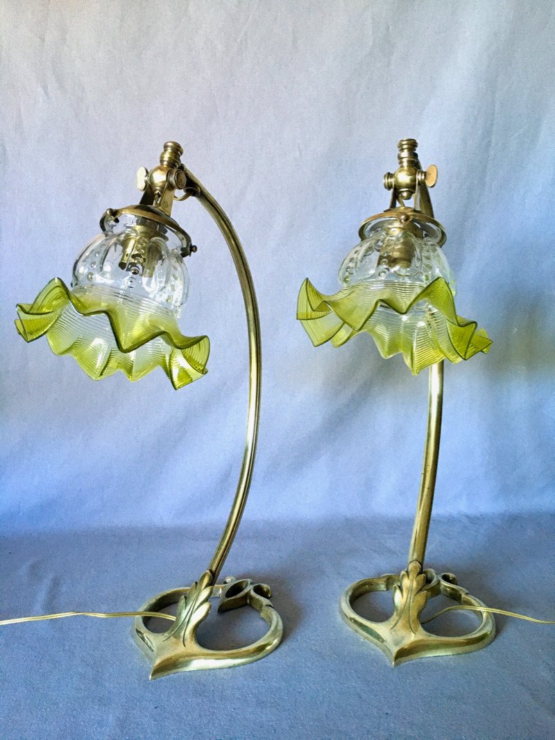 Paire De Lampes Coeur Art Nouveau