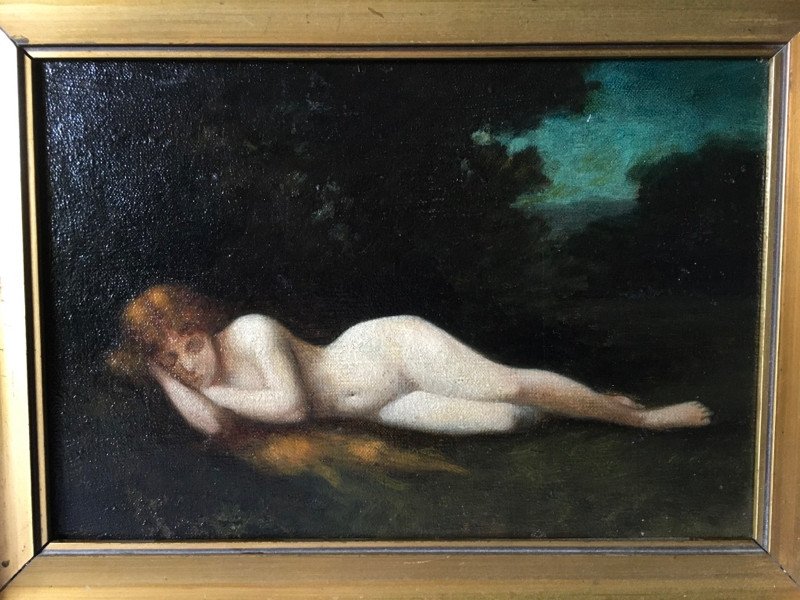 Oil On Canvas Sleeping Nymph In The Manner Of Jj Henner-photo-2