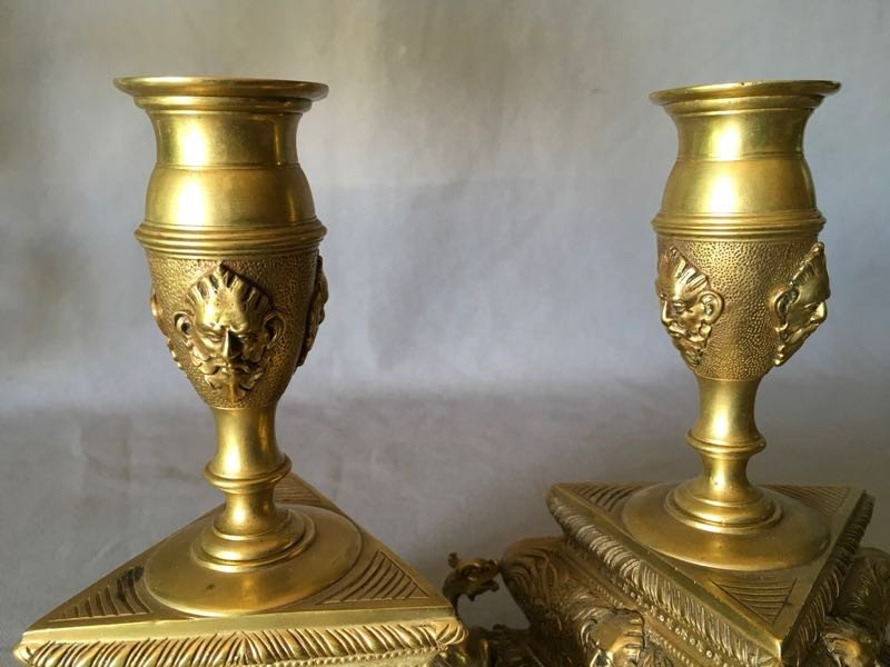 Pair Of 19th Century Renaissance Style Candlesticks-photo-2