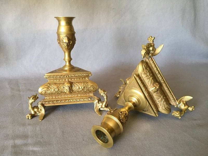 Pair Of 19th Century Renaissance Style Candlesticks